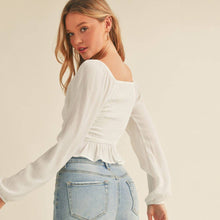 Load image into Gallery viewer, Autumn Romance Smocked Crop Peasant Top