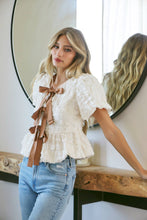 Load image into Gallery viewer, Sweet Vanilla Bows Babydoll Blouse