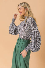 Load image into Gallery viewer, Zebra Happy Mock Neck Blouse