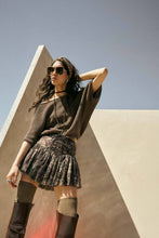 Load image into Gallery viewer, Wild Mocha Blooms Drop-Waist Lace-Up Pleated Mini Skort