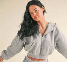 Load image into Gallery viewer, Cozy Era Fleece Crop Full Zip Hoodie