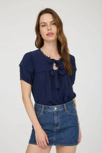 Load image into Gallery viewer, Spring Whispers Scallop Trim Top (Ivory or Navy)