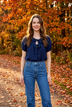 Load image into Gallery viewer, Sweet Ties Scallop Trim Top (Ivory or Navy)