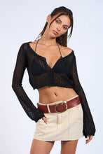 Load image into Gallery viewer, Midnight Mesh Crochet Crop Cardigan