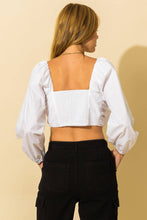 Load image into Gallery viewer, Pure Poetry Poplin Tie Front Crop Top