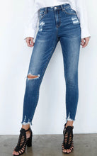 Load image into Gallery viewer, High Rise Ankle Distressed Skinnies