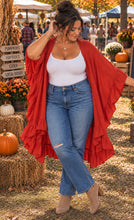 Load image into Gallery viewer, Rustic Summer Nights Ruffled Kimono (Curvy Collection)
