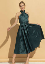 Load image into Gallery viewer, Enchanted Emerald Halter Midi Dress