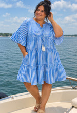 Load image into Gallery viewer, Stripes Ahoy Poplin Tiered Babydoll Dress (Curvy Collection)