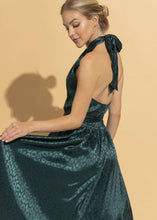 Load image into Gallery viewer, Enchanted Emerald Halter Midi Dress