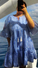 Load image into Gallery viewer, Stripes Ahoy Poplin Tiered Babydoll Dress (Curvy Collection)