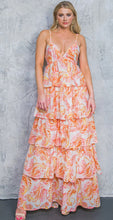 Load image into Gallery viewer, Just Peachy in Paisley Tier Maxi Dress