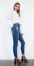 Load image into Gallery viewer, High Rise Ankle Distressed Skinnies