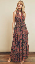 Load image into Gallery viewer, Rustic Paisley Ruffled Halter Dress