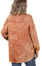 Load image into Gallery viewer, Autumn Rust Mineral Wash Shacket (Curvy Collection)