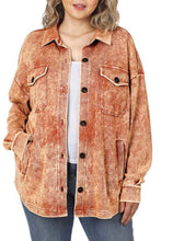 Load image into Gallery viewer, Autumn Rust Mineral Wash Shacket (Curvy Collection)
