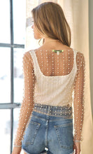 Load image into Gallery viewer, Preppy Rebel Sheer Nude Pearls Top (curvy collection)