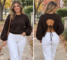 Load image into Gallery viewer, Hot Chocolate Tie Back Sweater