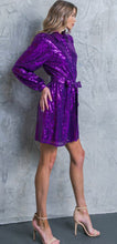 Load image into Gallery viewer, Electric Purple Sequin Shirt-Dress