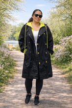 Load image into Gallery viewer, Be Bold Neon Green Contrast Hooded Trench Coat