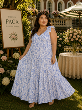 Load image into Gallery viewer, Bouquets of Blue Maxi Dress (Curvy collection) last one 3X
