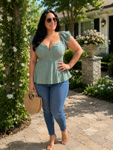 Load image into Gallery viewer, Got Eyes for You Eyelet Notch Front Top