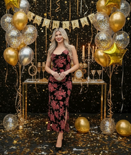 Load image into Gallery viewer, Midnight Blooms Burnout Velvet Dress