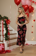 Load image into Gallery viewer, Midnight Blooms Burnout Velvet Dress