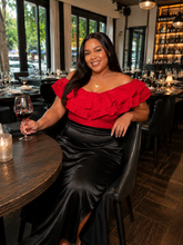 Load image into Gallery viewer, Red Ruffles Me Up Bodysuit (Curvy Collection)