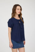 Load image into Gallery viewer, Spring Whispers Scallop Trim Top (Ivory or Navy)