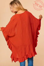 Load image into Gallery viewer, Rustic Summer Nights Ruffled Kimono (Curvy Collection)