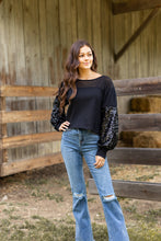 Load image into Gallery viewer, Mix-Up Media Mesh Waffle Sequin Knit Top