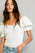 Load image into Gallery viewer, Lace Frills Puff Sleeve Bodysuit
