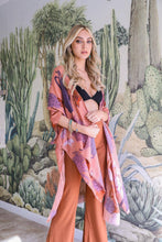 Load image into Gallery viewer, Pink Lotus Boho Longline Kimono