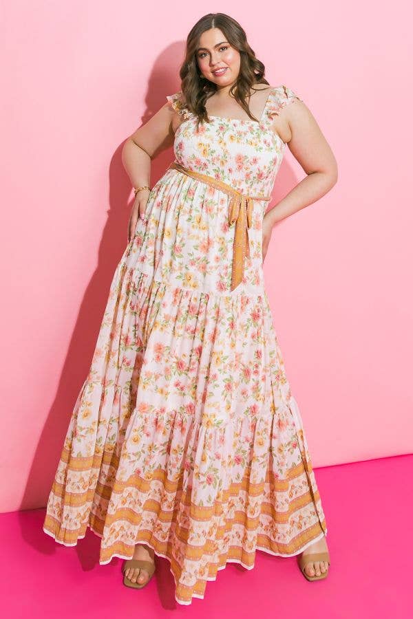 Georgia Peach Maxi Dress (Curvy Collection) 2X / IVORY Peach Georgia Peach Maxi Dress (Curvy Collection) 2X / IVORY Peach