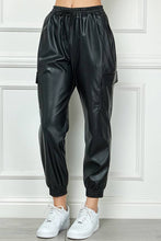 Load image into Gallery viewer, Keepin’ Up Vegan Leather Cargo Jogger Pants