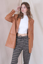 Load image into Gallery viewer, Smooth Butterscotch Faux Leather Oversized Blazer