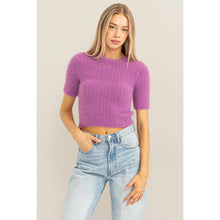 Load image into Gallery viewer, Fuzzy Plum Crop Sweater