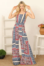 Load image into Gallery viewer, Red, White & Blue for You Bandana Paisley Print Jumpsuit
