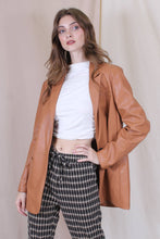 Load image into Gallery viewer, Smooth Butterscotch Faux Leather Oversized Blazer