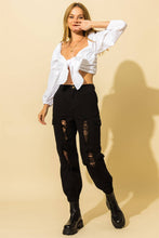 Load image into Gallery viewer, Pure Poetry Poplin Tie Front Crop Top