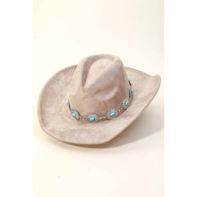 Load image into Gallery viewer, Gone Country Turquoise Oval Stone Strap Cowboy Hat (black or taupe)