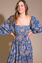 Load image into Gallery viewer, Blue Wildflowers Denim Midi Dress