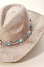 Load image into Gallery viewer, Gone Country Turquoise Oval Stone Strap Cowboy Hat (black or taupe)