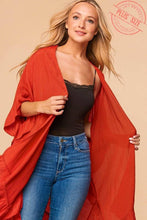 Load image into Gallery viewer, Rustic Summer Nights Ruffled Kimono (Curvy Collection)