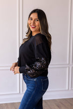 Load image into Gallery viewer, Mix-Up Media Mesh Waffle Sequin Knit Top