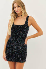 Load image into Gallery viewer, Slay Girl Sequin Velvet Fitted Mini Dress (Pink or Black)