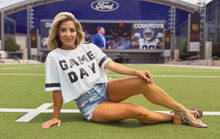 Load image into Gallery viewer, White/Black Sequin GAME DAY Crop