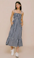 Load image into Gallery viewer, Gingham Navy Nap Dress