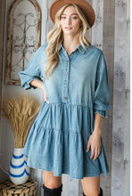 Load image into Gallery viewer, A Little Edgy Destroyed Denim Tiered Dress